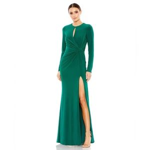 Long Sleeved Keyhole Draped Gown